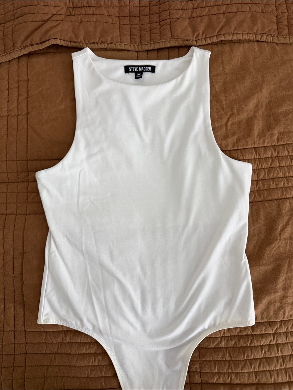 Steve Madden White Crewneck Sleeveless Bodysuit - Size M